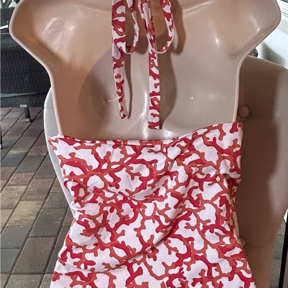 Coral Print J McLaughlin Halter Neck Top - Picture 3 of 9